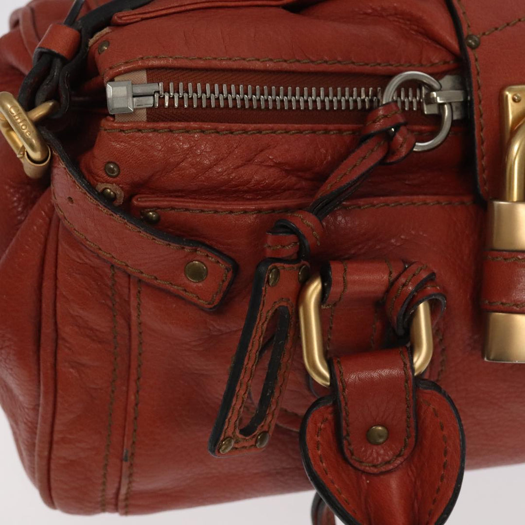 Chloe Paddington Hand Bag Leather Brown Gold Silver am7171