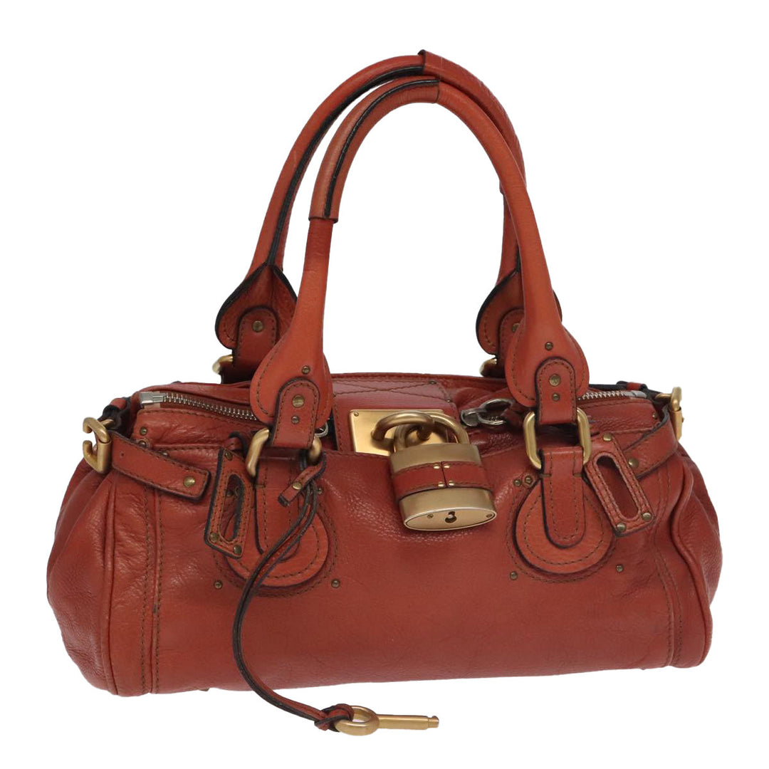 Chloe Paddington Hand Bag Leather Brown Gold Silver am7171