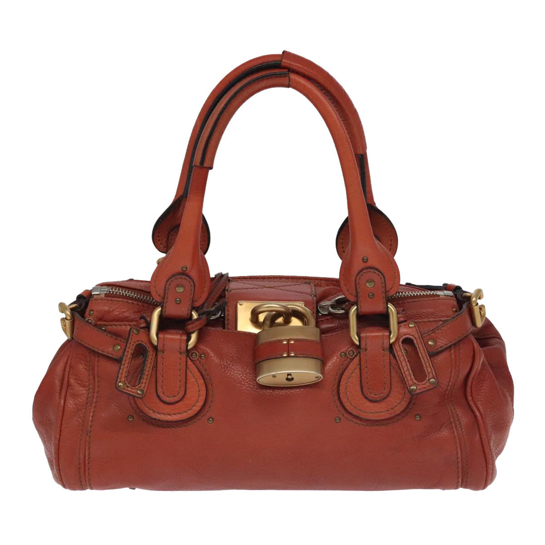 Chloe Paddington Hand Bag Leather Brown Gold Silver am7171