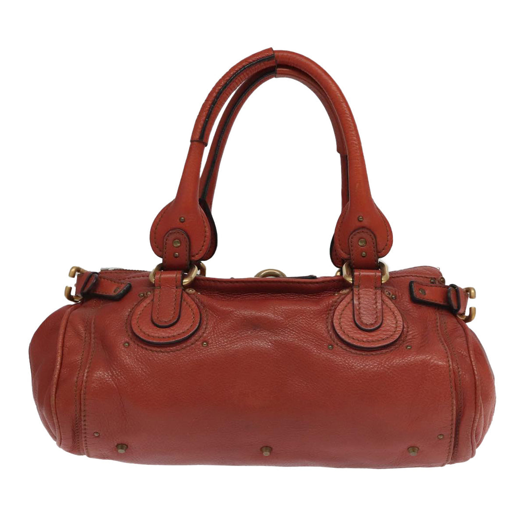 Chloe Paddington Hand Bag Leather Brown Gold Silver am7171