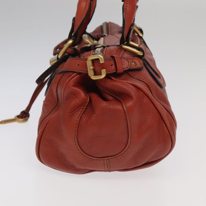 Chloe Paddington Hand Bag Leather Brown Gold Silver am7171