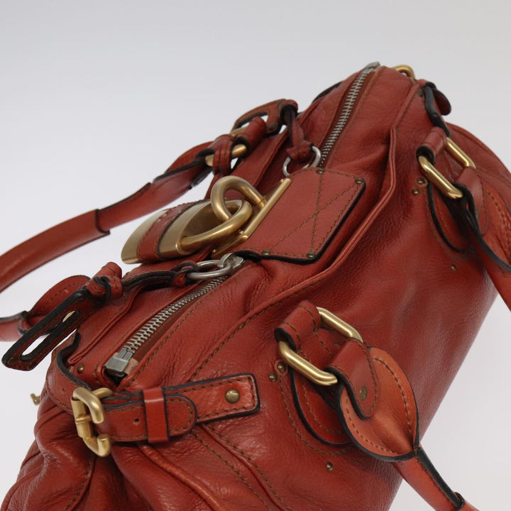 Chloe Paddington Hand Bag Leather Brown Gold Silver am7171
