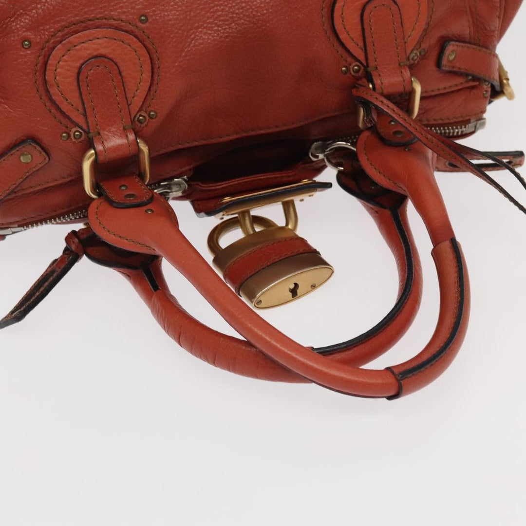 Chloe Paddington Hand Bag Leather Brown Gold Silver am7171