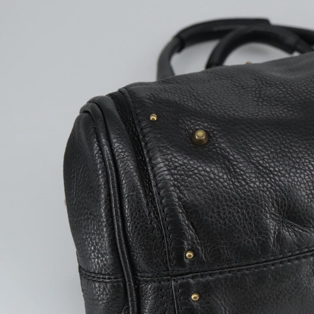 Chloe Paddington Hand Bag Leather Black Gold Silver am7211