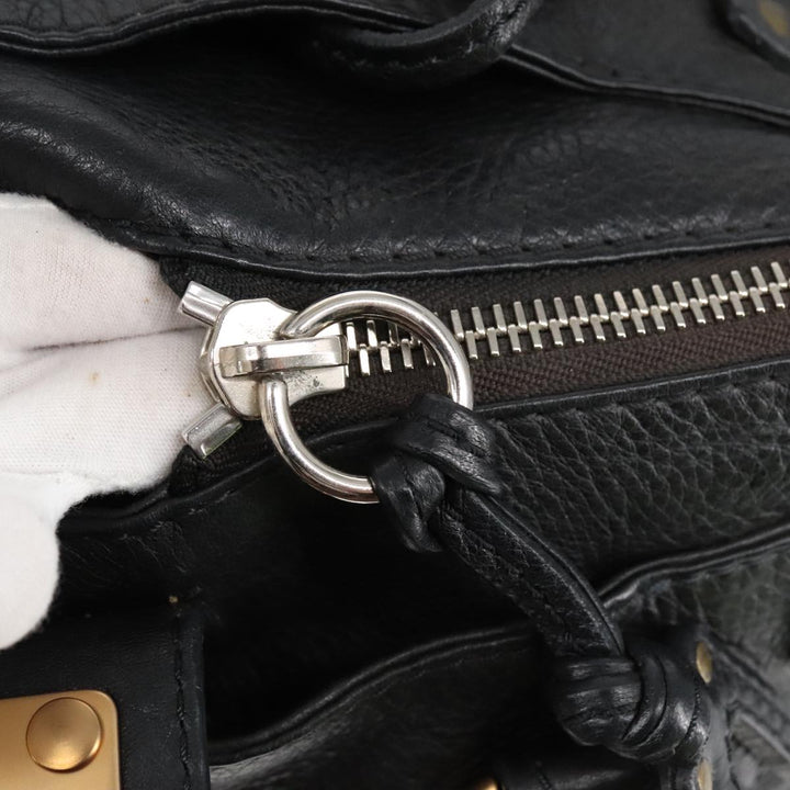 Chloe Paddington Hand Bag Leather Black Gold Silver am7211