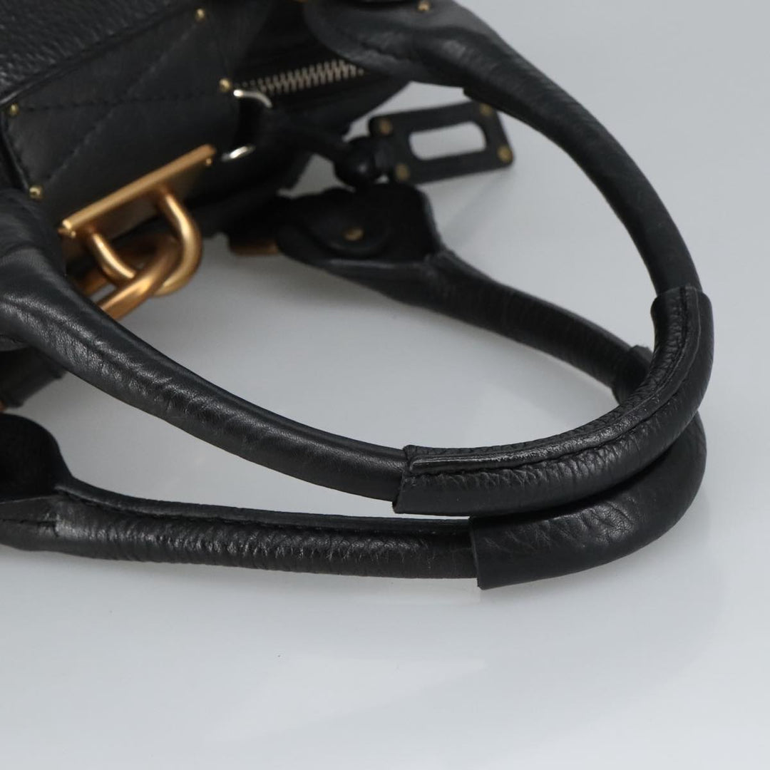 Chloe Paddington Hand Bag Leather Black Gold Silver am7211
