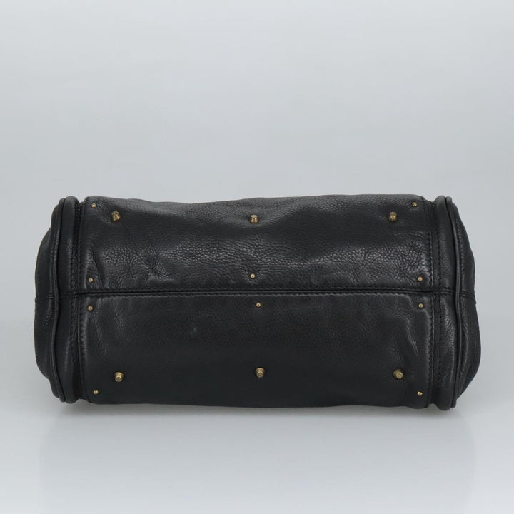Chloe Paddington Hand Bag Leather Black Gold Silver am7211