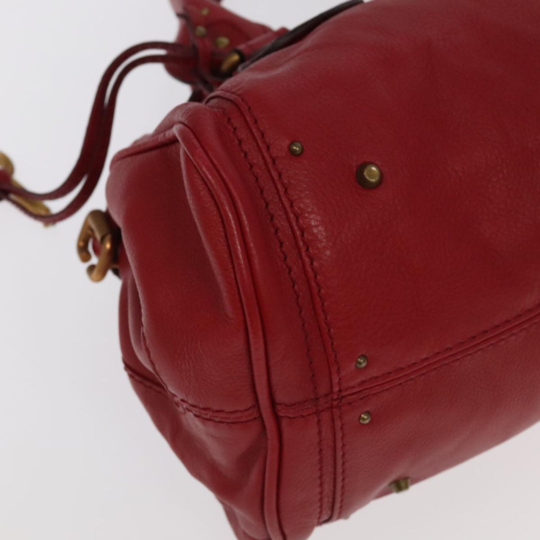 Chloe Paddington Hand Bag Leather Red Gold Silver am7213