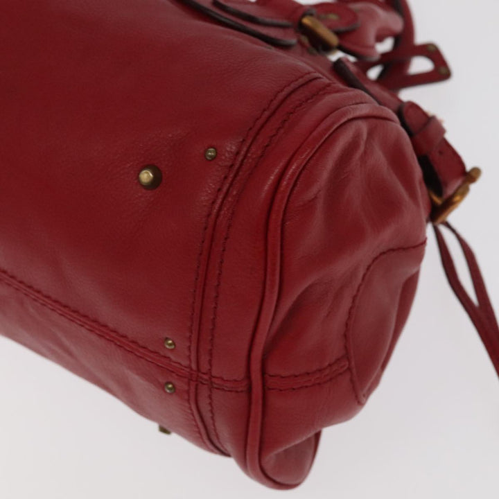 Chloe Paddington Hand Bag Leather Red Gold Silver am7213