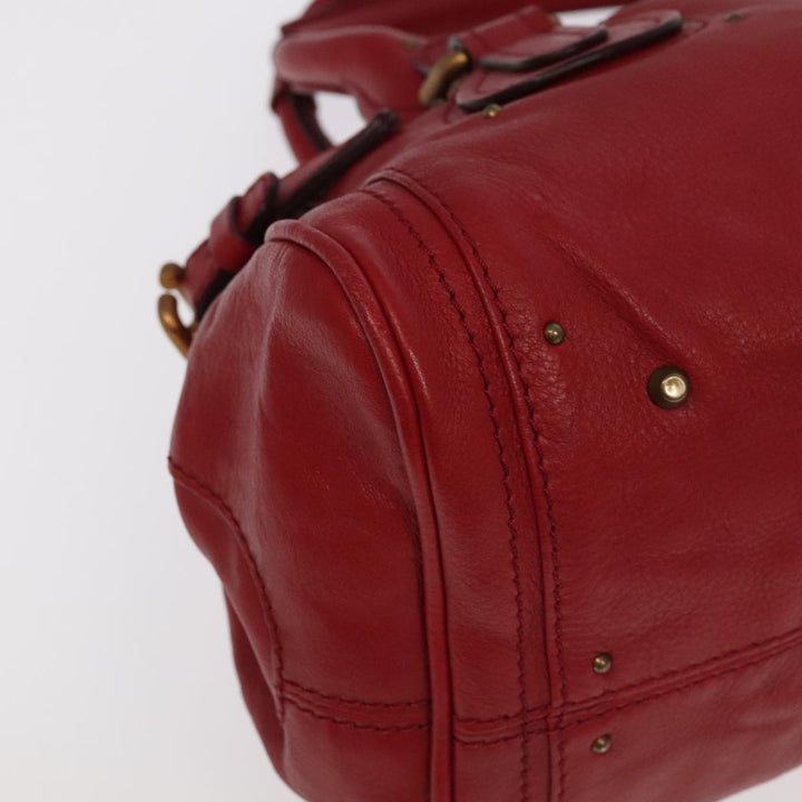 Chloe Paddington Hand Bag Leather Red Gold Silver am7213