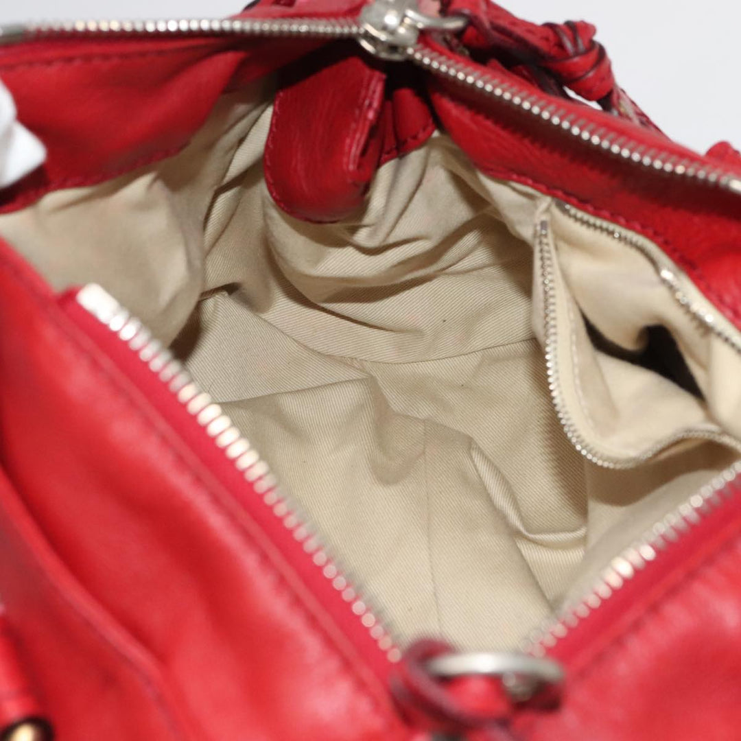 Chloe Paddington Hand Bag Leather Red Gold Silver am7213