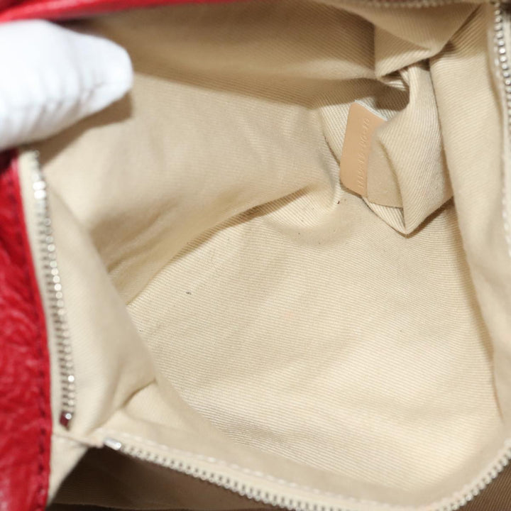 Chloe Paddington Hand Bag Leather Red Gold Silver am7213