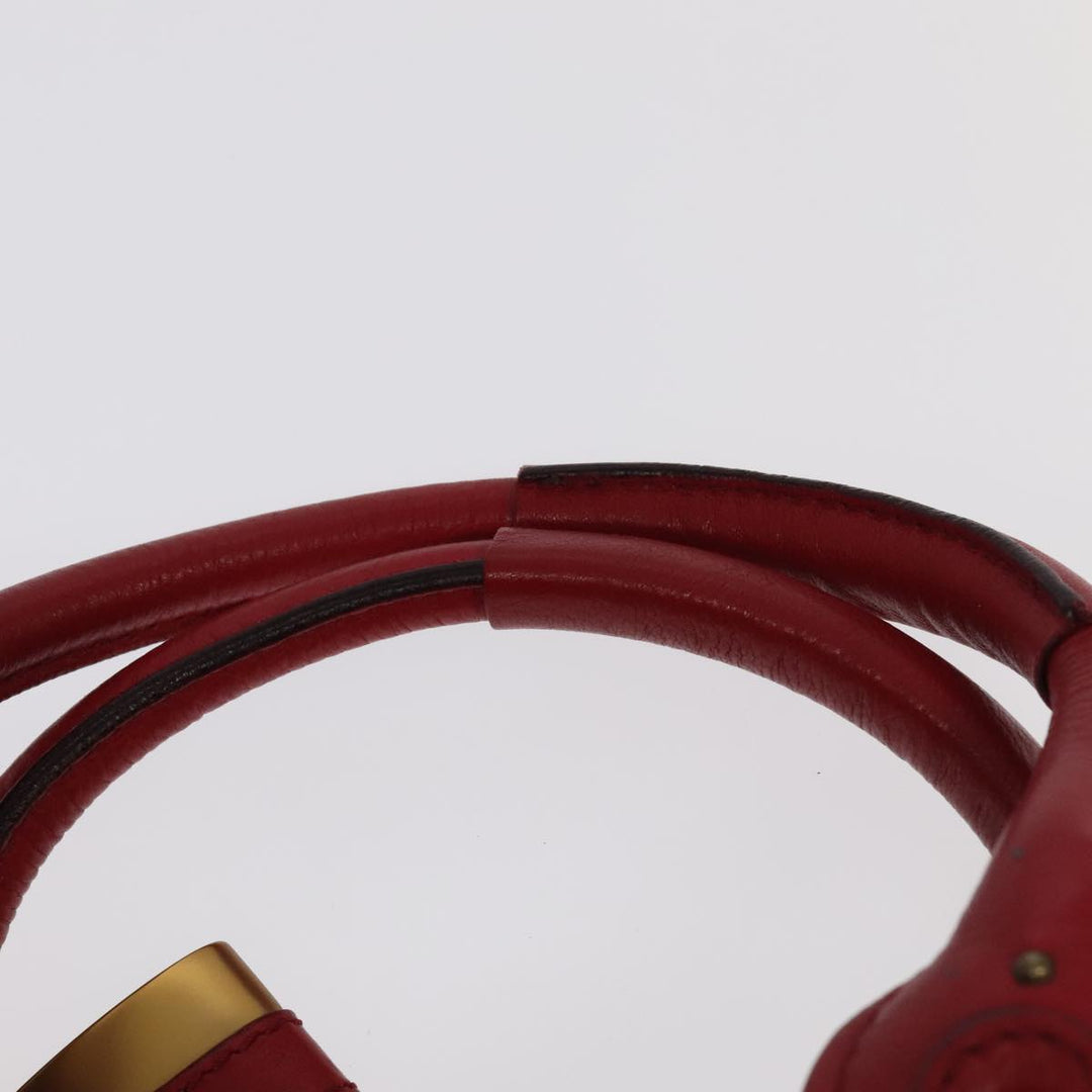 Chloe Paddington Hand Bag Leather Red Gold Silver am7213