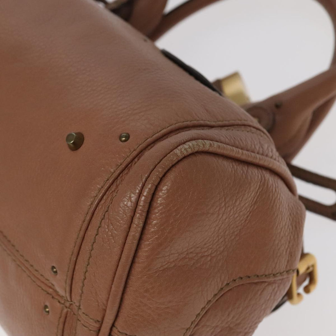 Chloe Paddington Hand Bag Leather Pink Gold Silver am7214