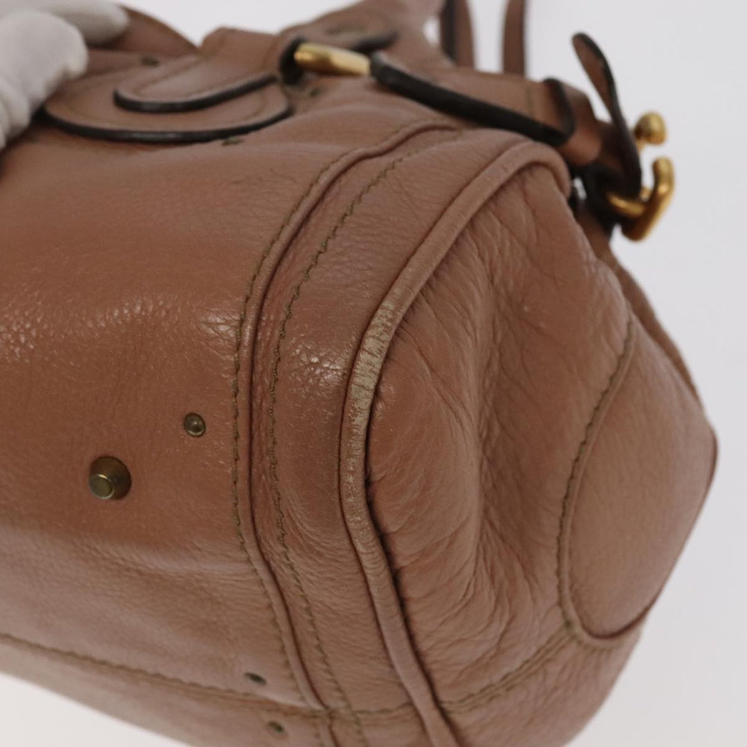 Chloe Paddington Hand Bag Leather Pink Gold Silver am7214