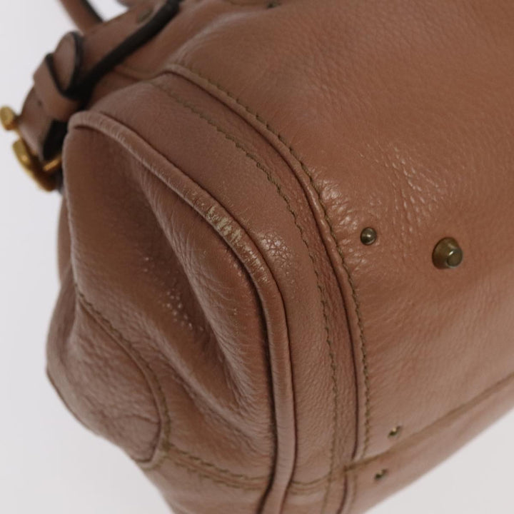 Chloe Paddington Hand Bag Leather Pink Gold Silver am7214