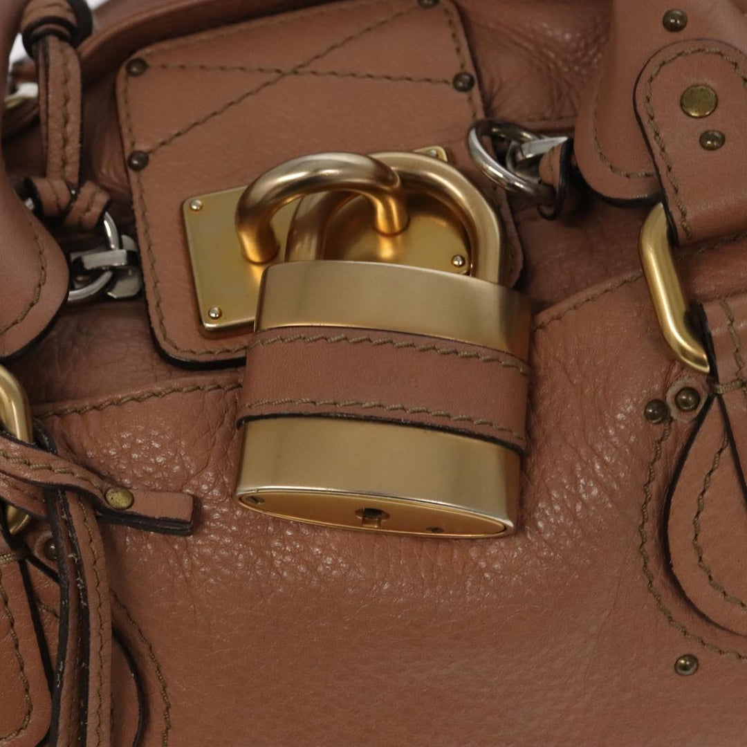 Chloe Paddington Hand Bag Leather Pink Gold Silver am7214