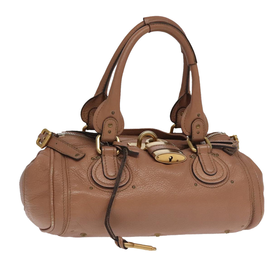 Chloe Paddington Hand Bag Leather Pink Gold Silver am7214