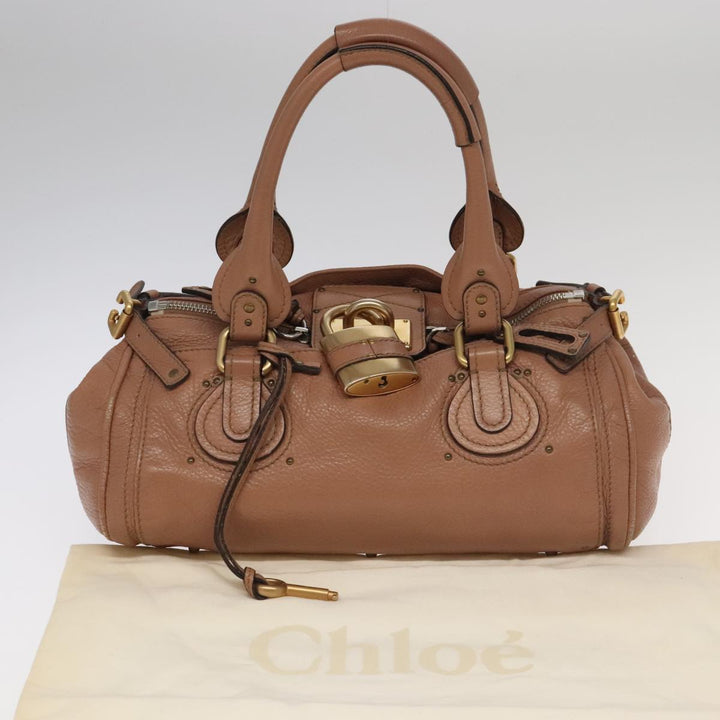 Chloe Paddington Hand Bag Leather Pink Gold Silver am7214