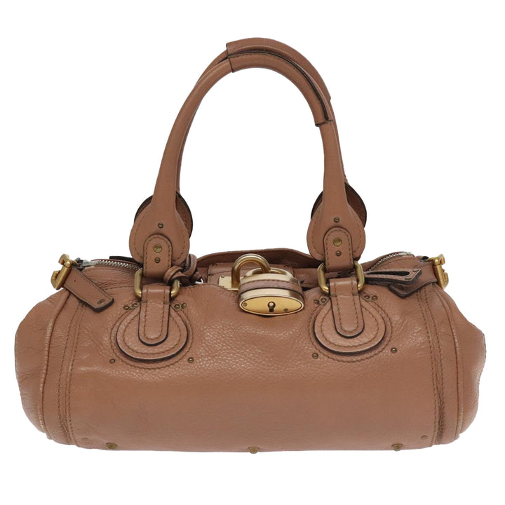 Chloe Paddington Hand Bag Leather Pink Gold Silver am7214