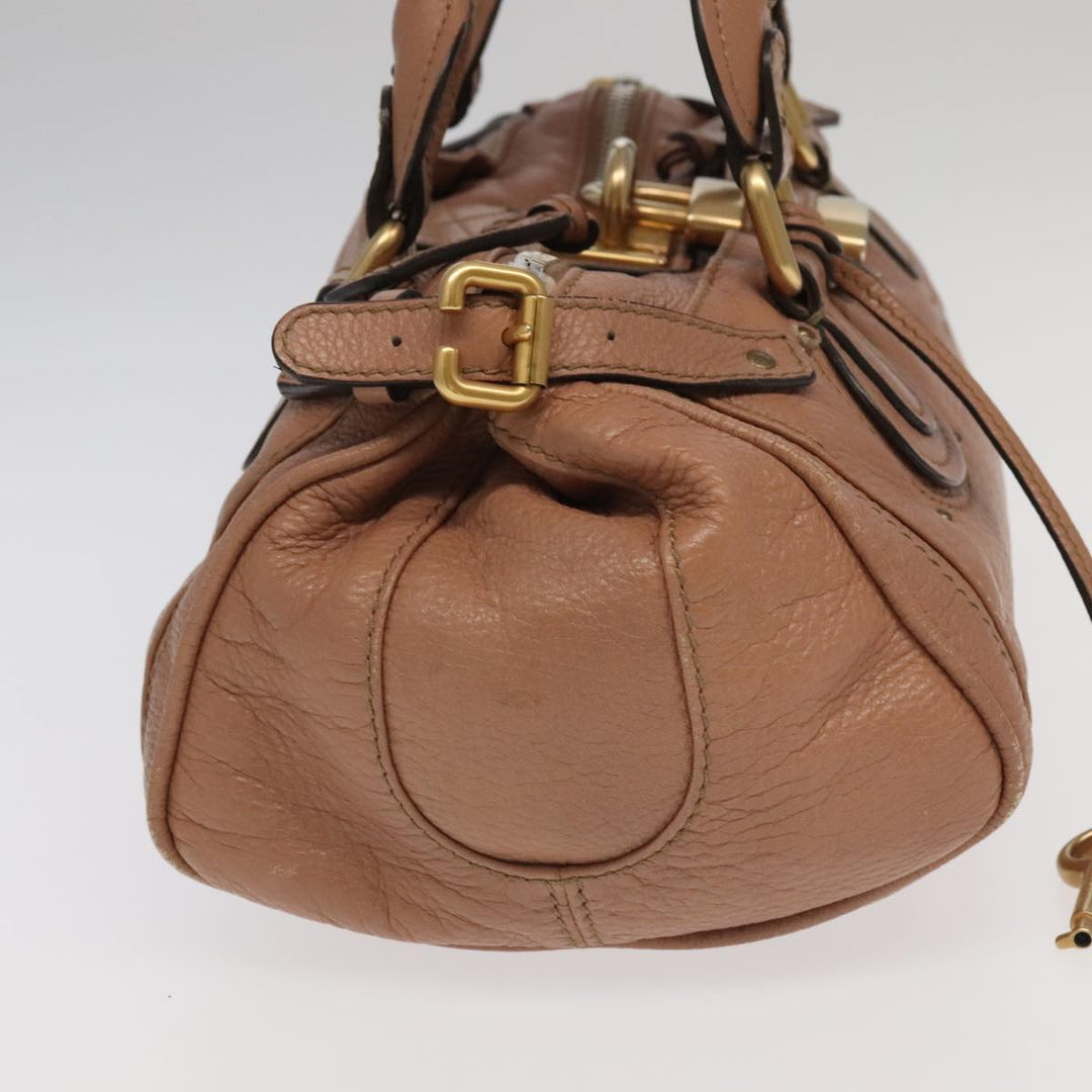Chloe Paddington Hand Bag Leather Pink Gold Silver am7214