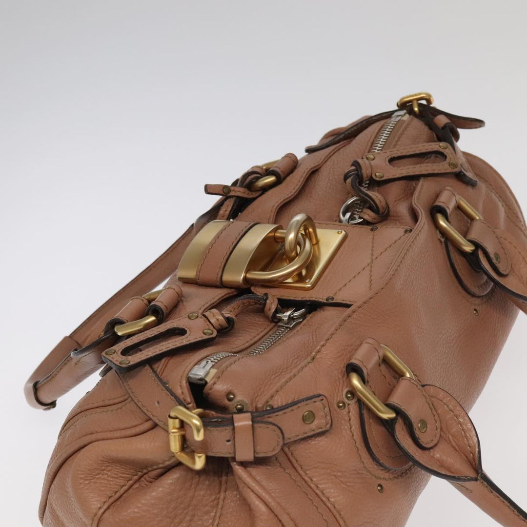 Chloe Paddington Hand Bag Leather Pink Gold Silver am7214