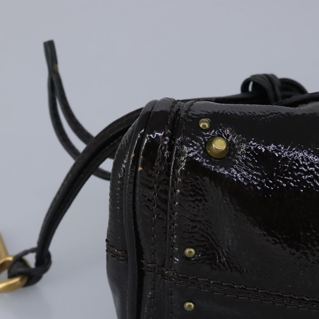 Chloe Paddington Hand Bag Enamel Black Gold Silver am7216