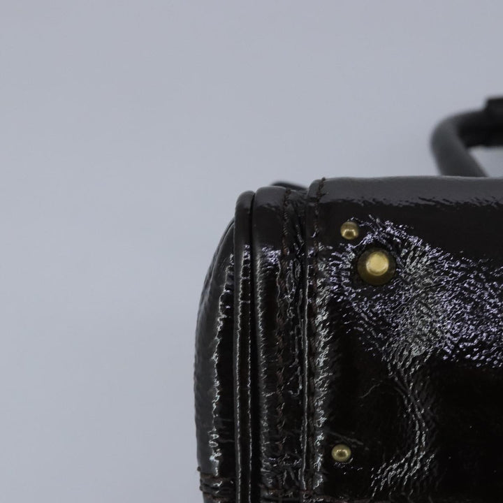 Chloe Paddington Hand Bag Enamel Black Gold Silver am7216