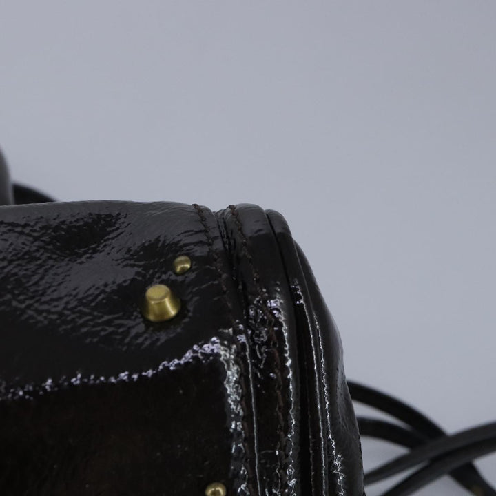 Chloe Paddington Hand Bag Enamel Black Gold Silver am7216