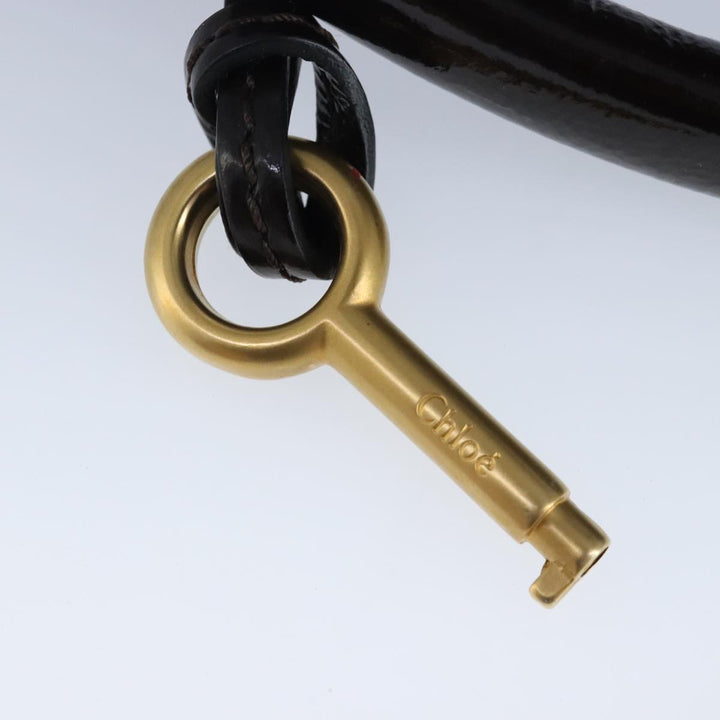 Chloe Paddington Hand Bag Enamel Black Gold Silver am7216