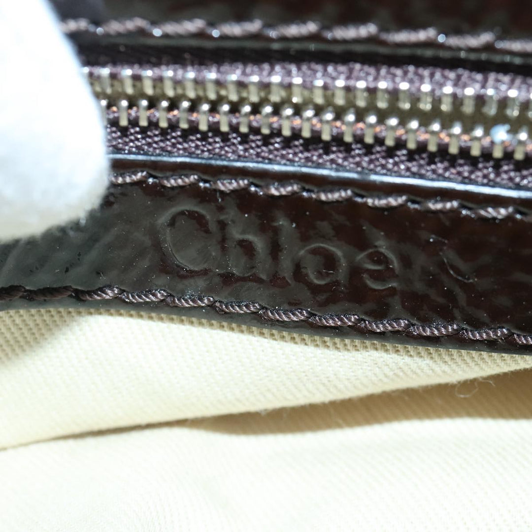 Chloe Paddington Hand Bag Enamel Black Gold Silver am7216