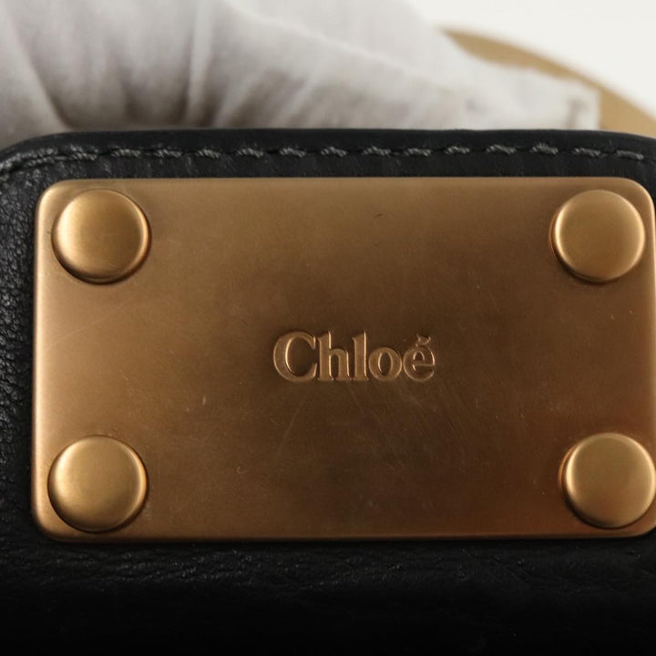 Chloe Paddington Hand Bag Leather Black Gold Silver am7252
