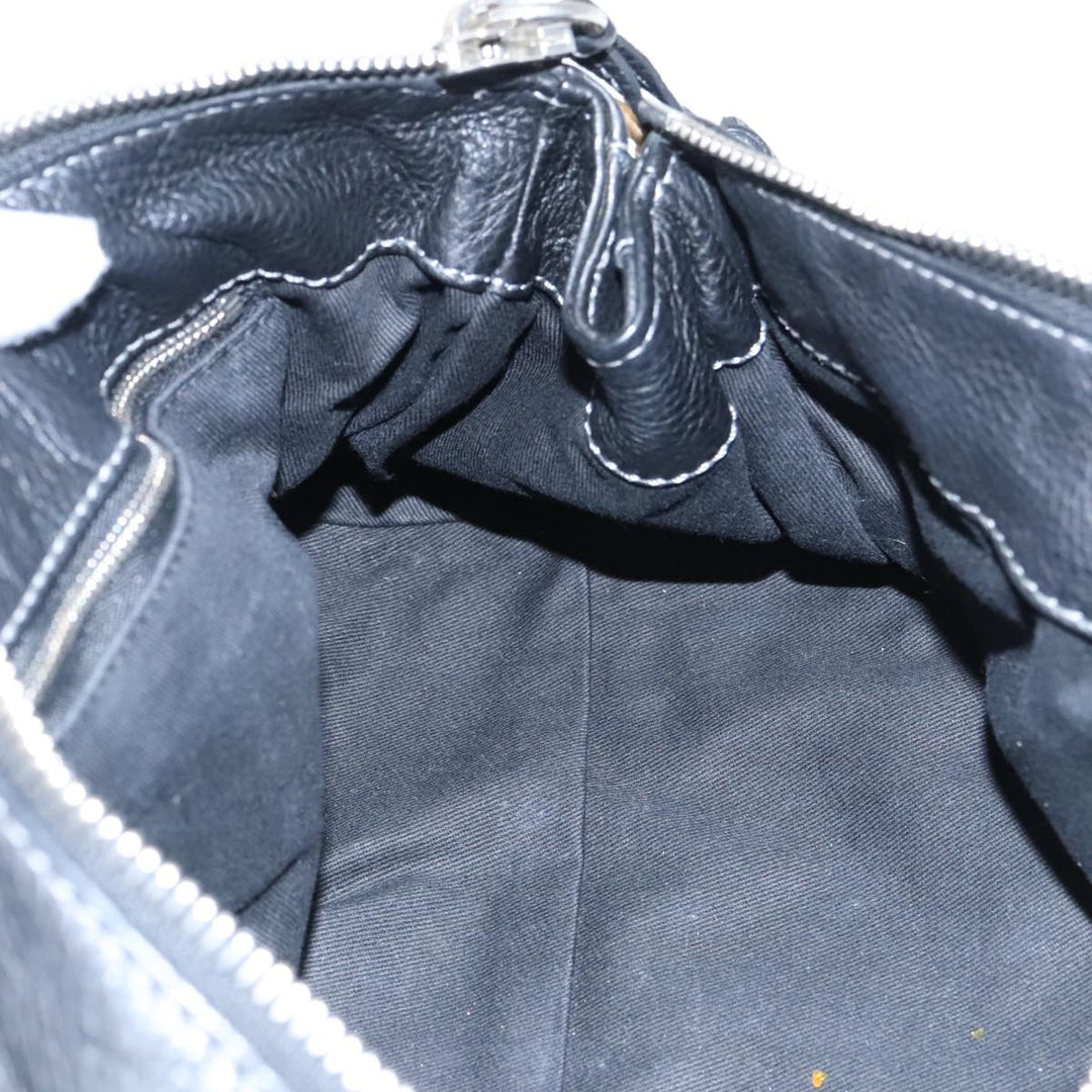 Chloe Paddington Hand Bag Leather Black Gold Silver am7252