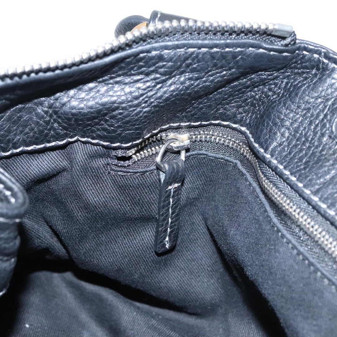 Chloe Paddington Hand Bag Leather Black Gold Silver am7252