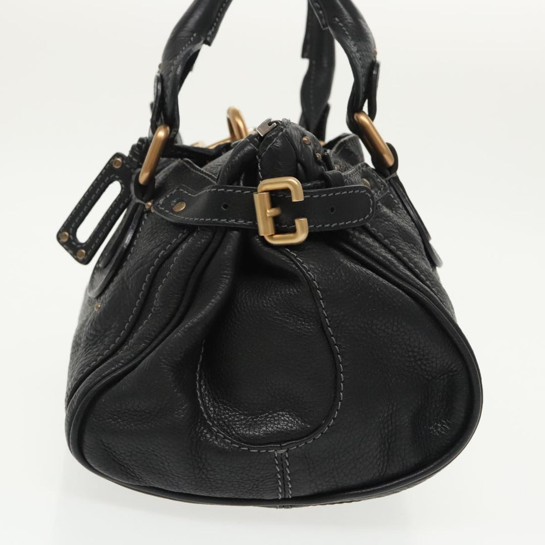 Chloe Paddington Hand Bag Leather Black Gold Silver am7252