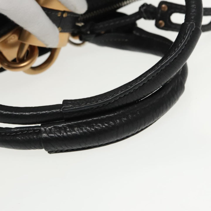Chloe Paddington Hand Bag Leather Black Gold Silver am7252