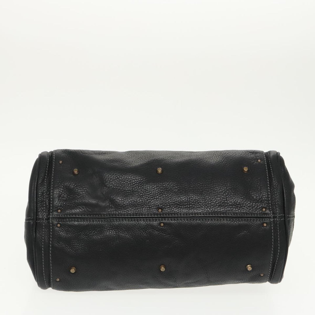 Chloe Paddington Hand Bag Leather Black Gold Silver am7252