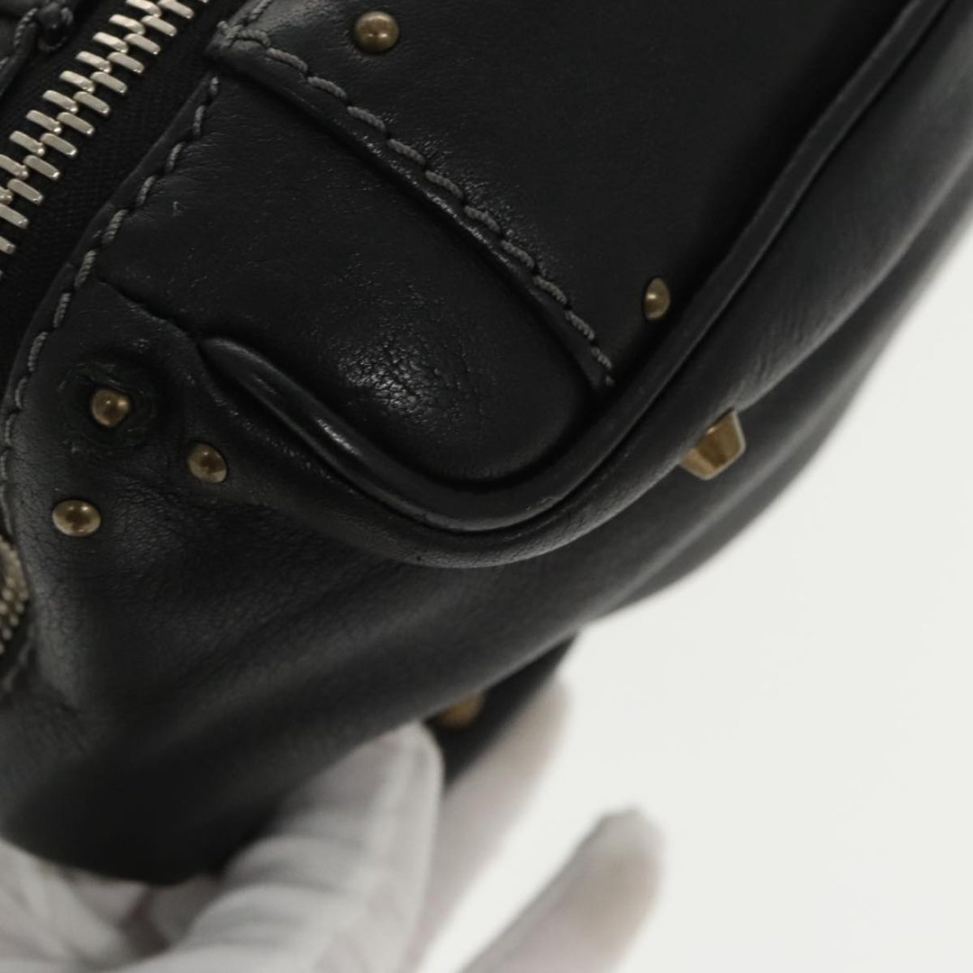 Chloe Paddington Hand Bag Leather Black Gold Silver am7256