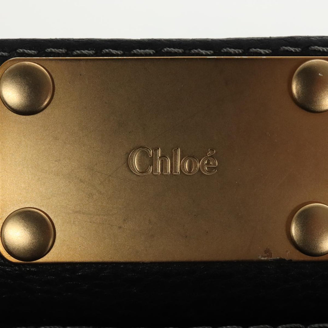 Chloe Paddington Hand Bag Leather Black Gold Silver am7256