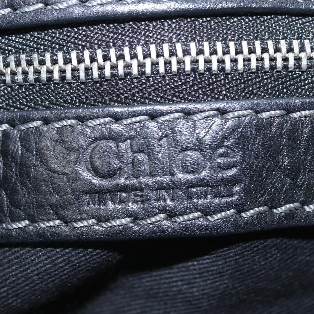 Chloe Paddington Hand Bag Leather Black Gold Silver am7256