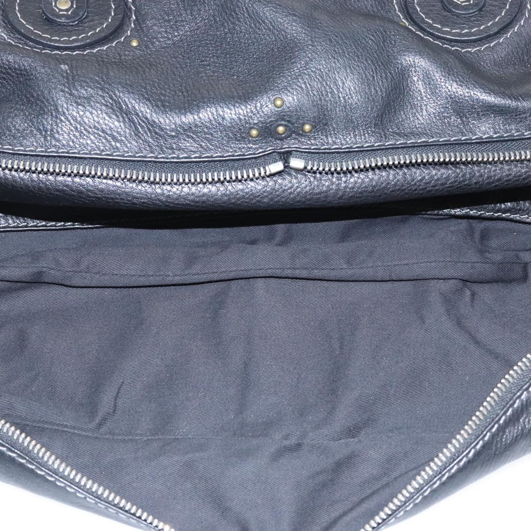 Chloe Paddington Hand Bag Leather Black Gold Silver am7256