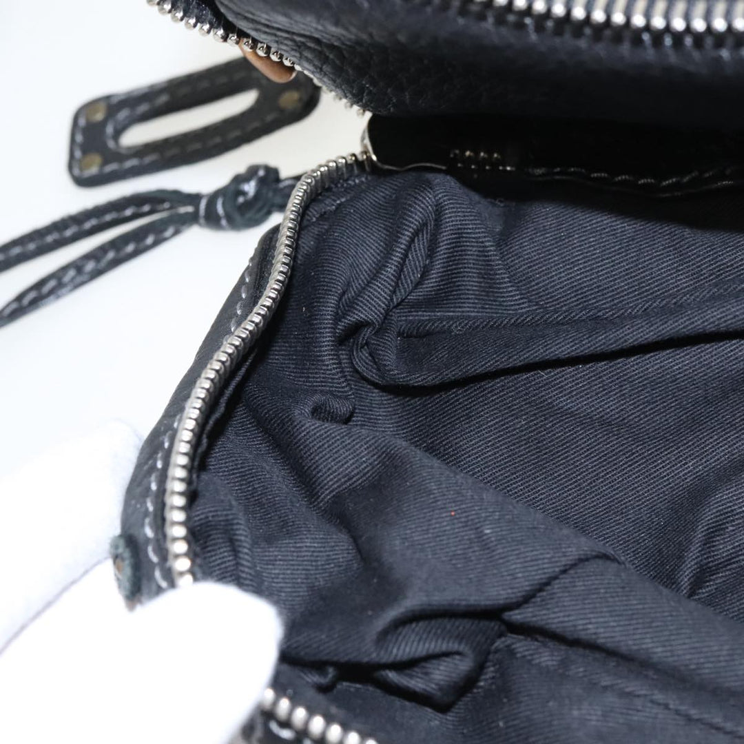 Chloe Paddington Hand Bag Leather Black Gold Silver am7256