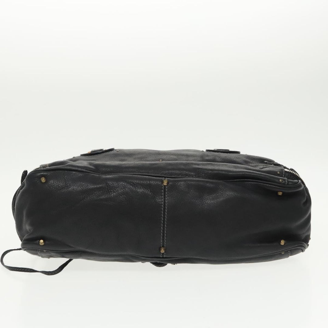 Chloe Paddington Hand Bag Leather Black Gold Silver am7256