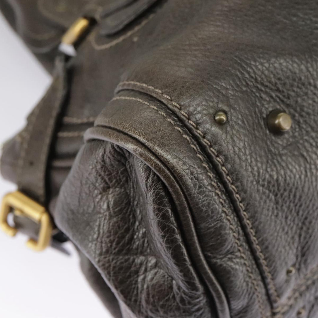 Chloe Paddington Hand Bag Leather Brown Gold Silver am7257