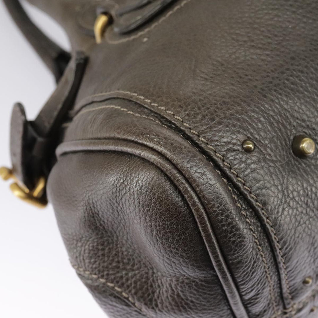 Chloe Paddington Hand Bag Leather Brown Gold Silver am7257