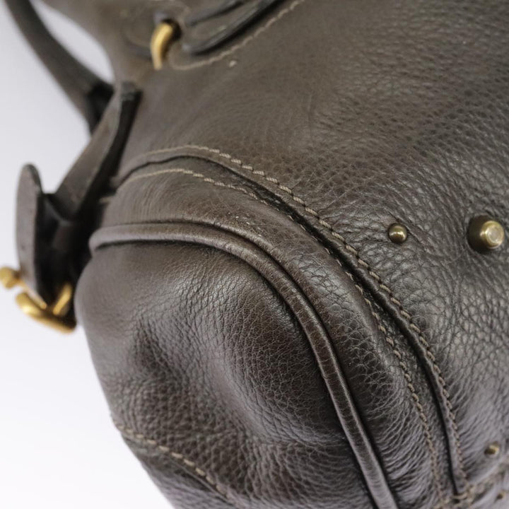 Chloe Paddington Hand Bag Leather Brown Gold Silver am7257