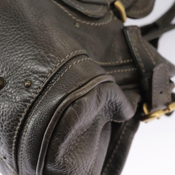 Chloe Paddington Hand Bag Leather Brown Gold Silver am7257