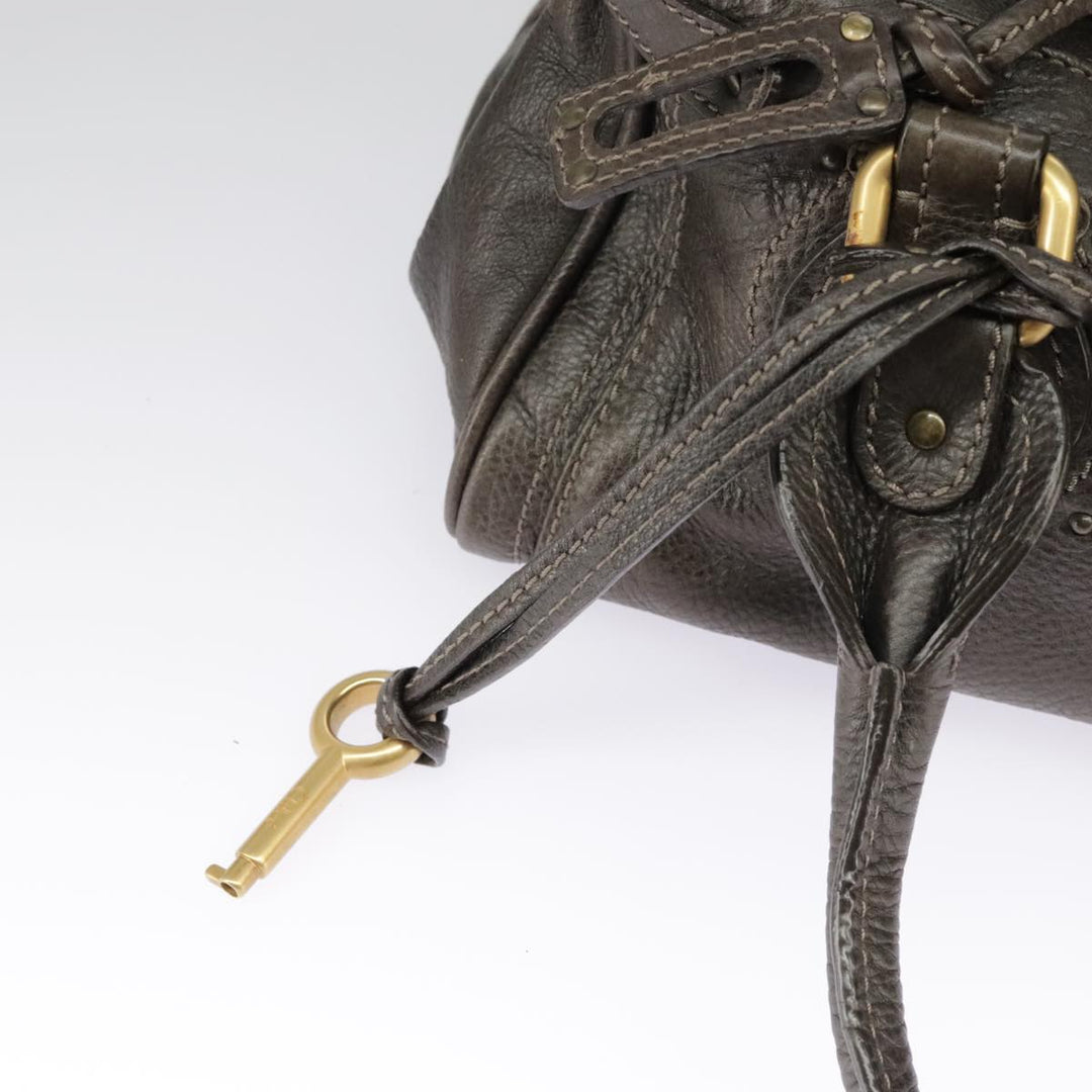 Chloe Paddington Hand Bag Leather Brown Gold Silver am7257