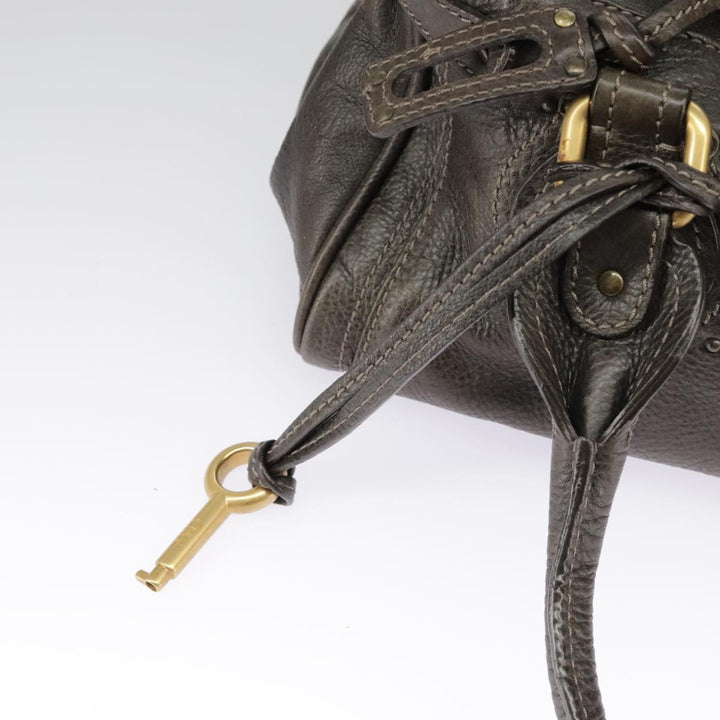 Chloe Paddington Hand Bag Leather Brown Gold Silver am7257