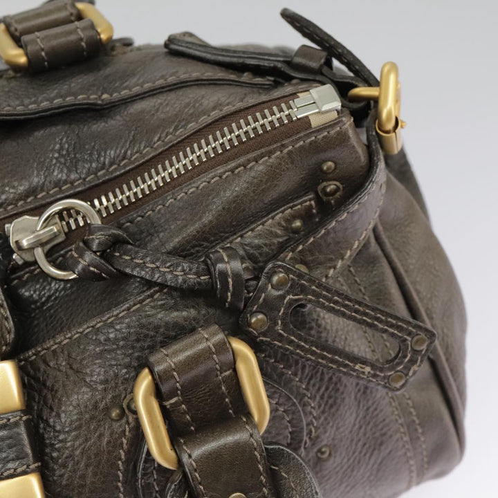 Chloe Paddington Hand Bag Leather Brown Gold Silver am7257